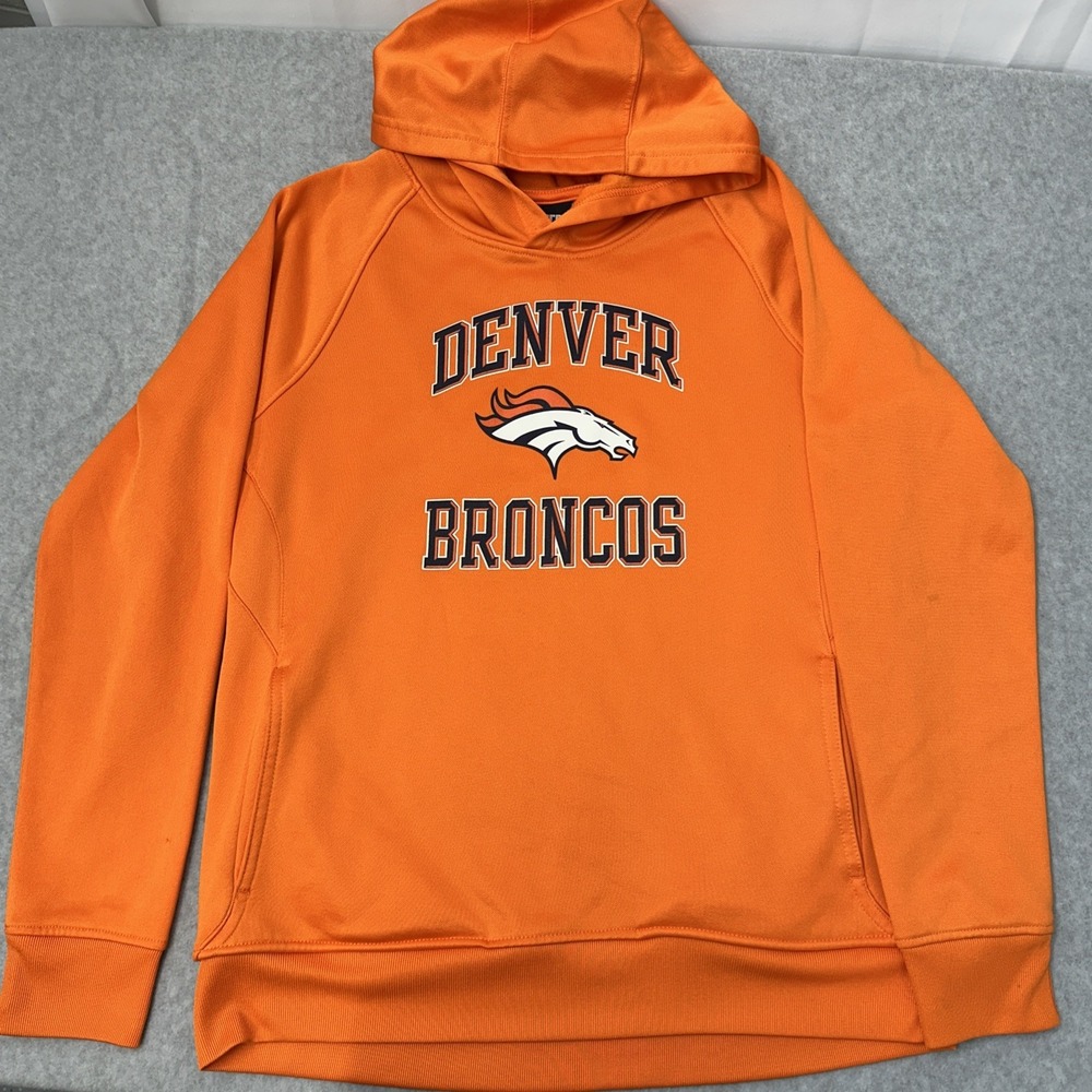 NFL Denver Broncos Boys' Poly Fleece Hooded Sweatshirt Large 14/16 Used